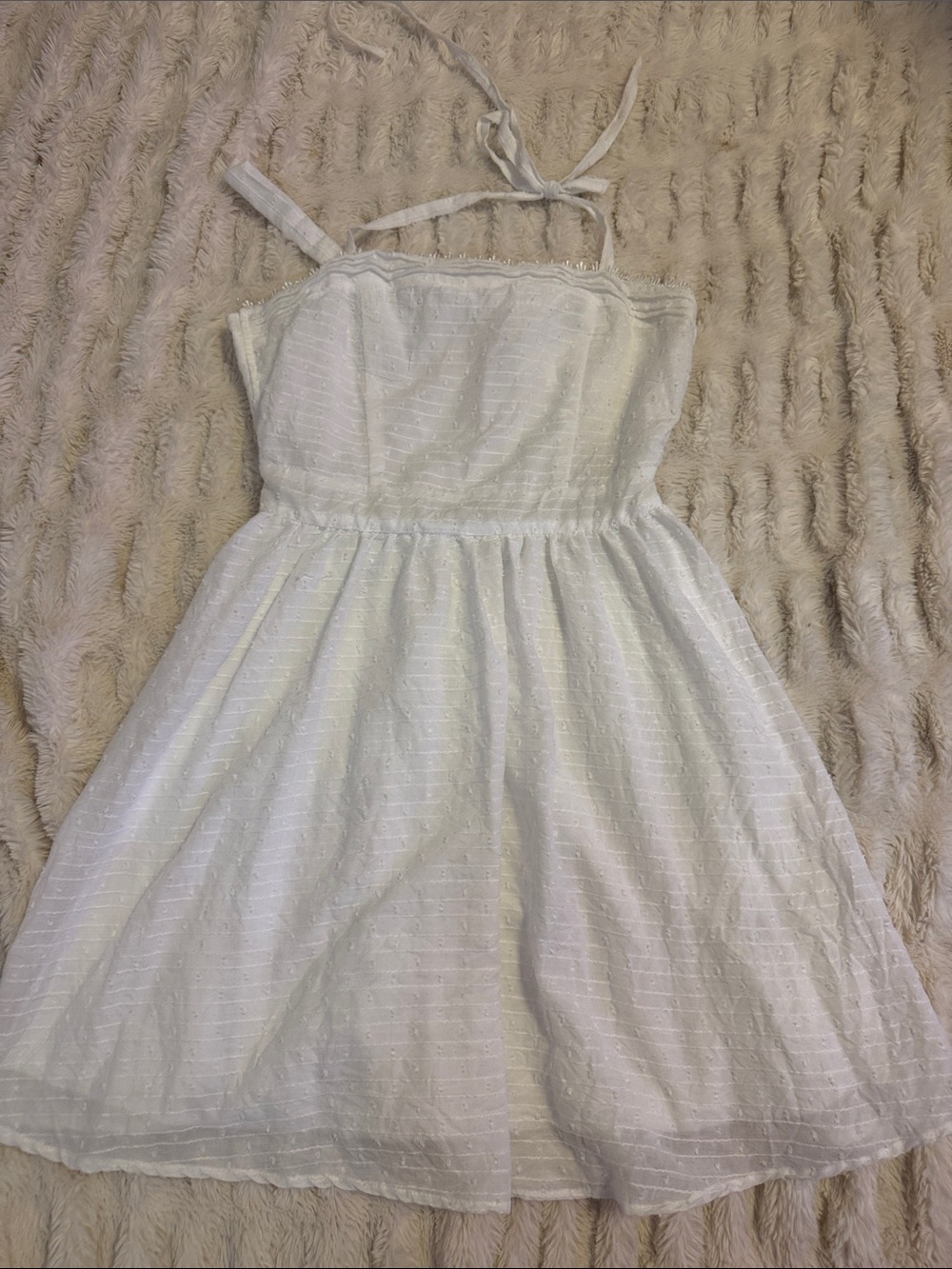 Altar'd State White Textured Stripe Summer Dress for Girls